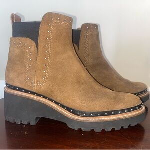 Dolce Vita Huey Brown Suede Studded Platform Ankle Boots Size 8.5